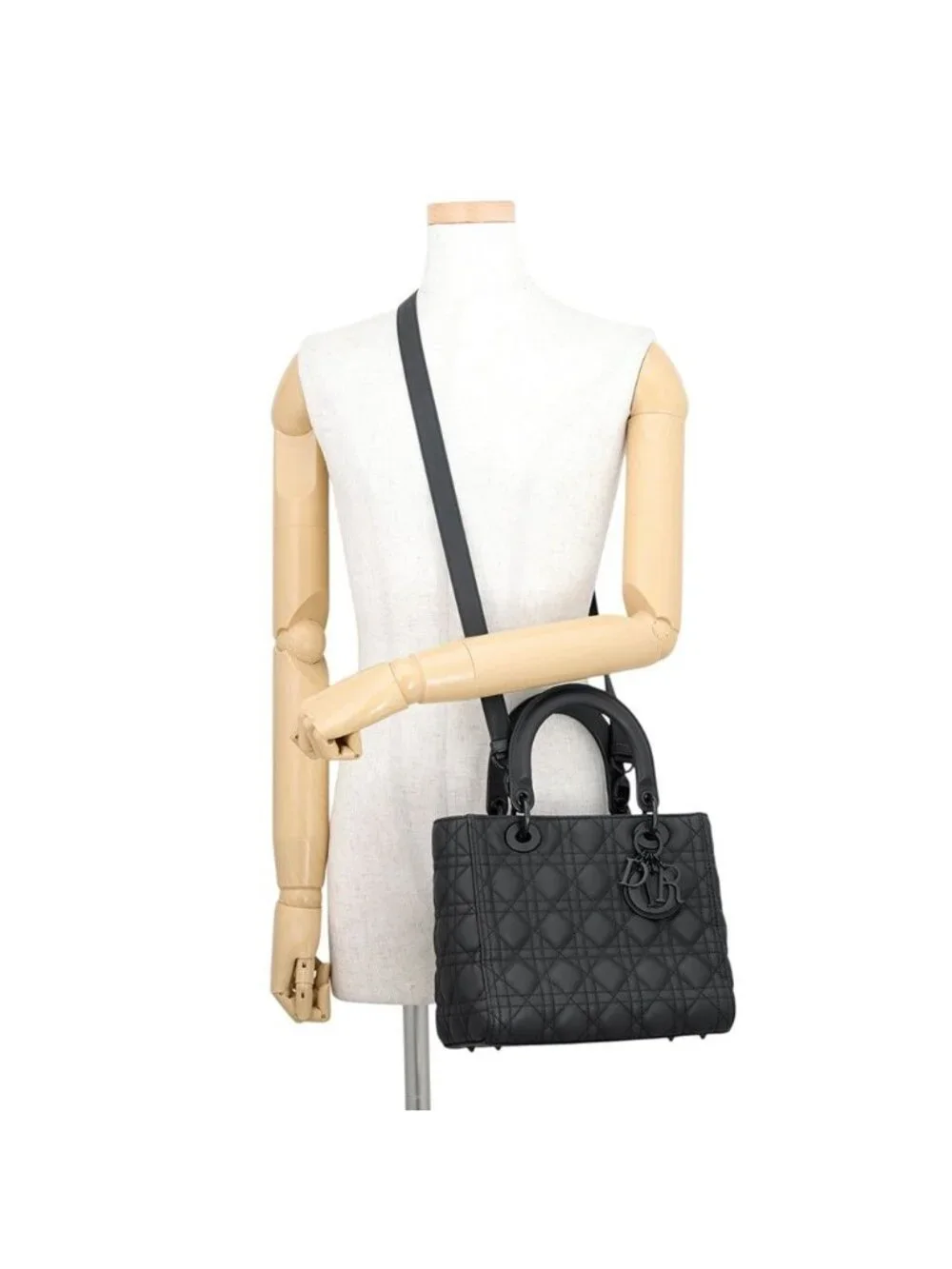 Dior Handbag Lady Cannage Sloi 2-Way Black